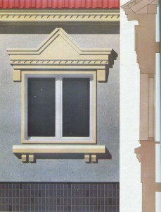 Обрамление окна декоративными навесными бетонными элементами