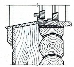 Низ оконного проёма в рубленной стене