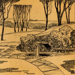 совмещение бутовой стенки с питьевым источником