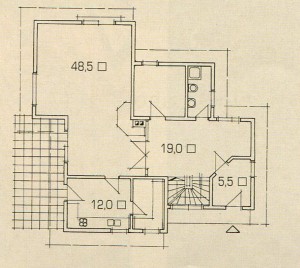 План 1 этажа дома с односкатной крышей