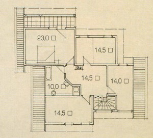 План второго этажа дома с односкатной крышей