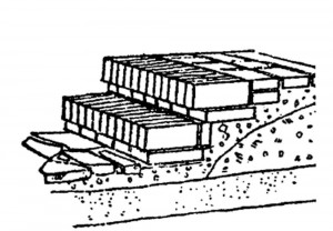 Крыльцо с кирпичными ступенями, закрепленными в бетоне