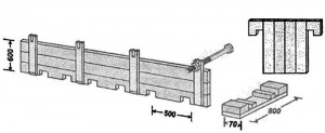 Типы опалубок, применяемых для устройства бетонных стен:  опалубка с болтами и деревянными подкладками оставляемыми в бетоне