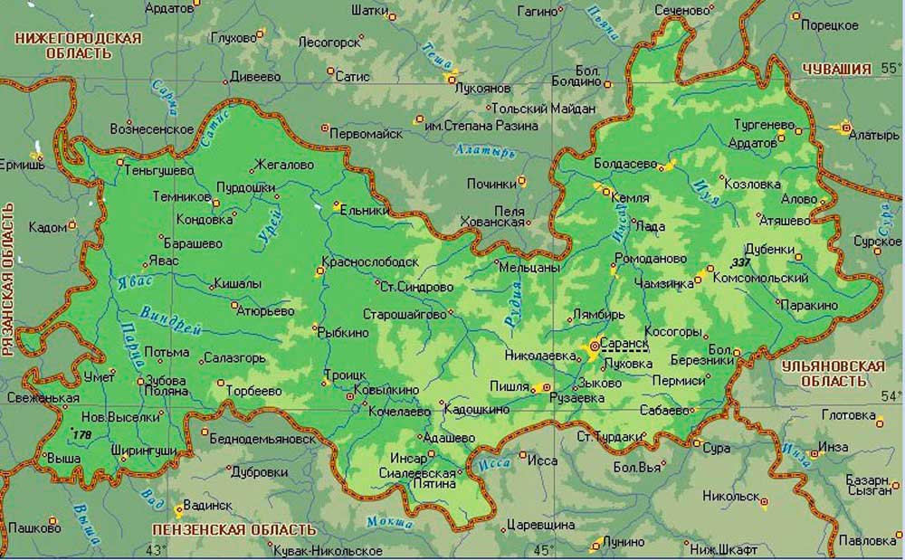 Карта россии саранск на карте