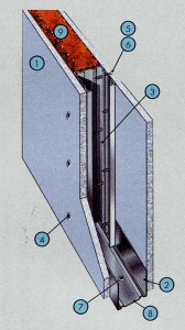 Перегородка с однослойными обшивками из негорючих плит КНАУФ-Файерборд на одинарном металлическом каркасе