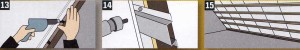 Наклейте уплотнительную ленту на стационарный элемент строительной конструкции, наложите на него выступающую часть пленки, прижмите рейкой. Затем приверните болтами и обрежьте излишки пленки. 14. В качестве несущей конструкции для кровельной обшивки, как правило, используются деревянные рейки. В качестве альтернативы можно использовать алюминиевый профиль 