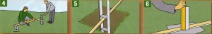 Выровняйте высоту установленных гильз для столбов с помощью деревянного бруска и уровня. В качестве альтернативы используйте анкерное основание столба (например