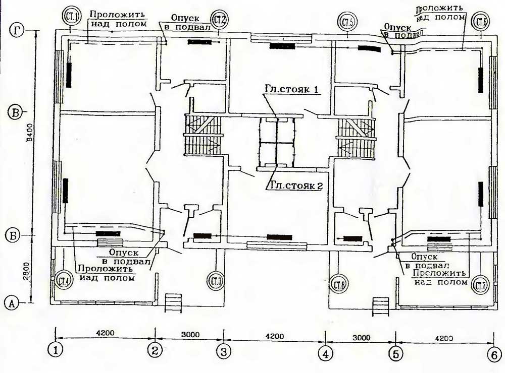 Как идут батареи в стенах панельного дома схема