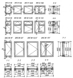 Конструкция, форма, основные размеры и марки окон и балконных дверей общественных зданий