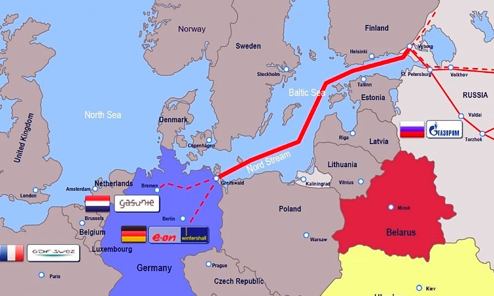 Схема северный поток 2 газопровод на карте