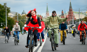 Большой московский велопарад в поддержку развития велосипедной