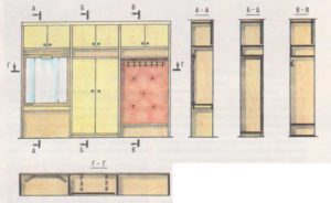 Один из вариантов встроенных пристенных шкафов для передней