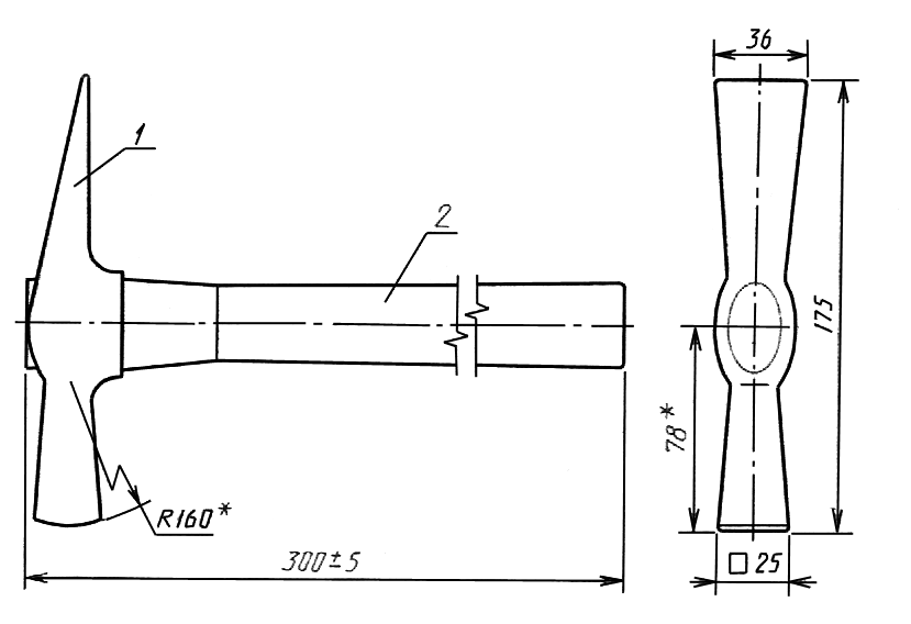 Чертеж молотка с размерами