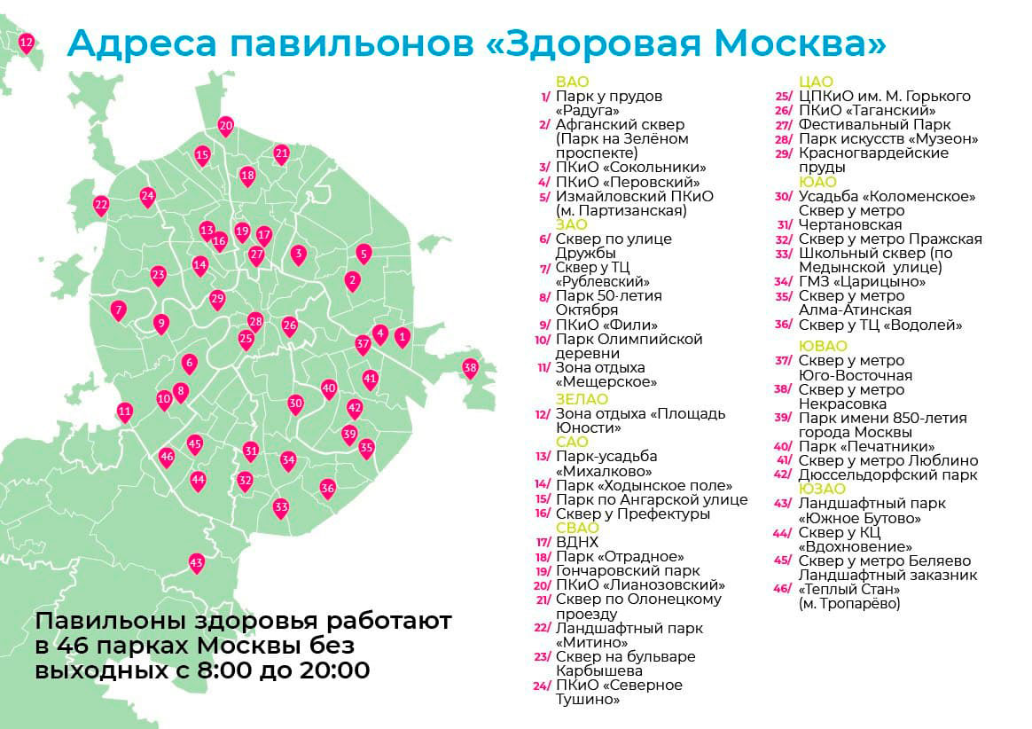 Карта москвы с парками и скверами