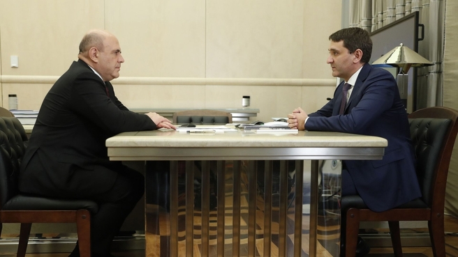 Встреча Михаила Мишустина с генеральным директором ПАО «Россети» Андреем Рюминым