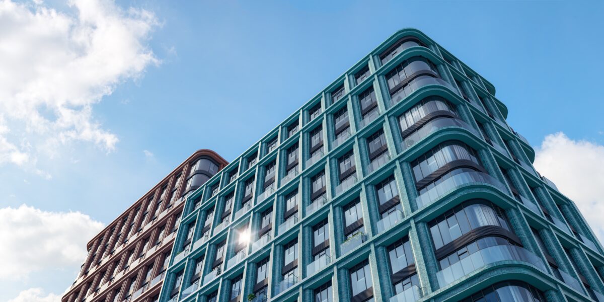 На исторической Тишинке строят дома с фасадами из глазурованного бирюзового кирпича и натурального камня с трёхмерным рисунком