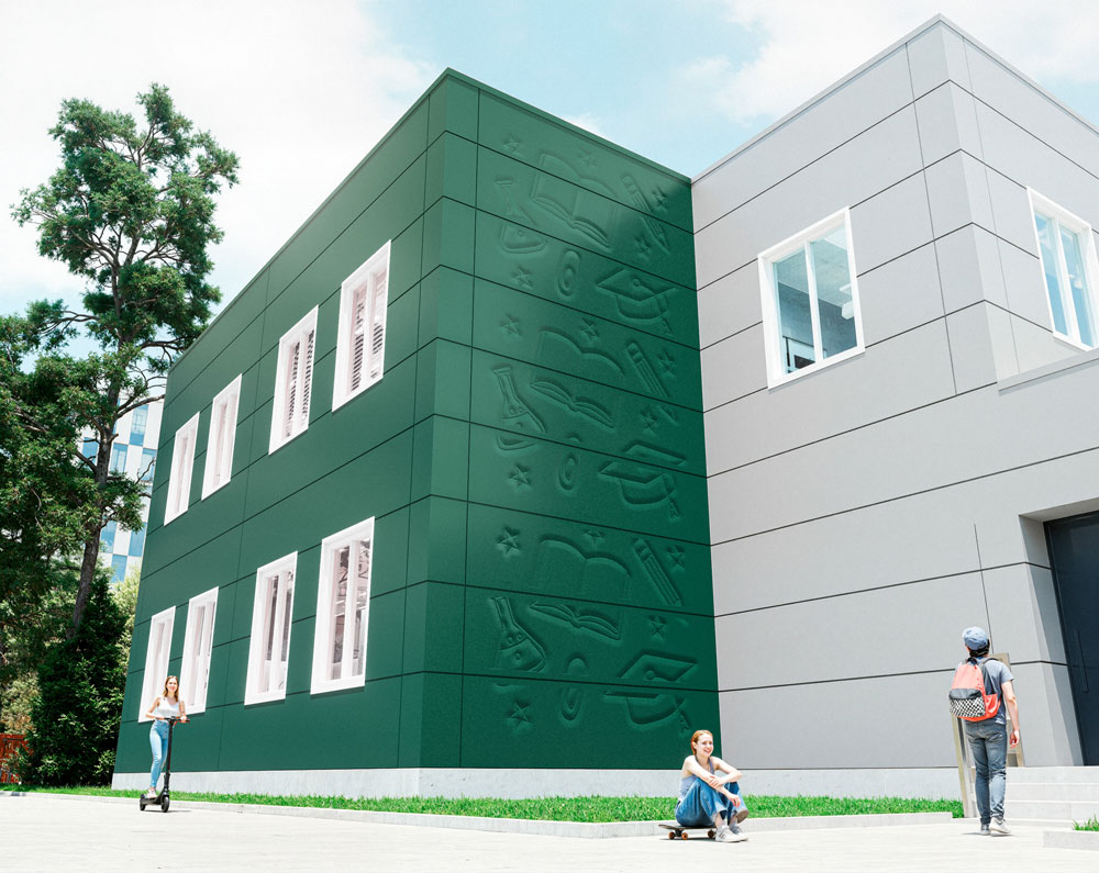 Компания FRONTSIDE разработала инновационную технологию архитектурного тиснения металлических фасадных панелей